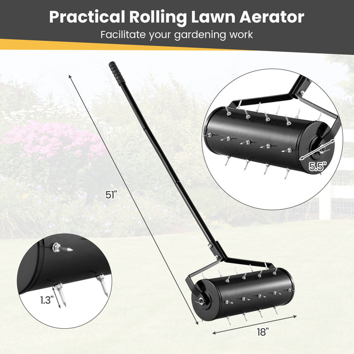 18/21 Inch Manual Lawn Aerator with Detachable Handle-18 inches