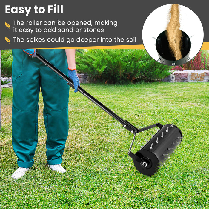 18/21 Inch Manual Lawn Aerator with Detachable Handle-18 inches