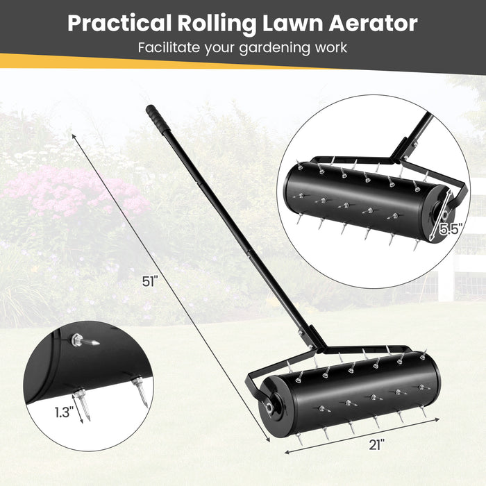 18/21 Inch Manual Lawn Aerator with Detachable Handle-21 inches