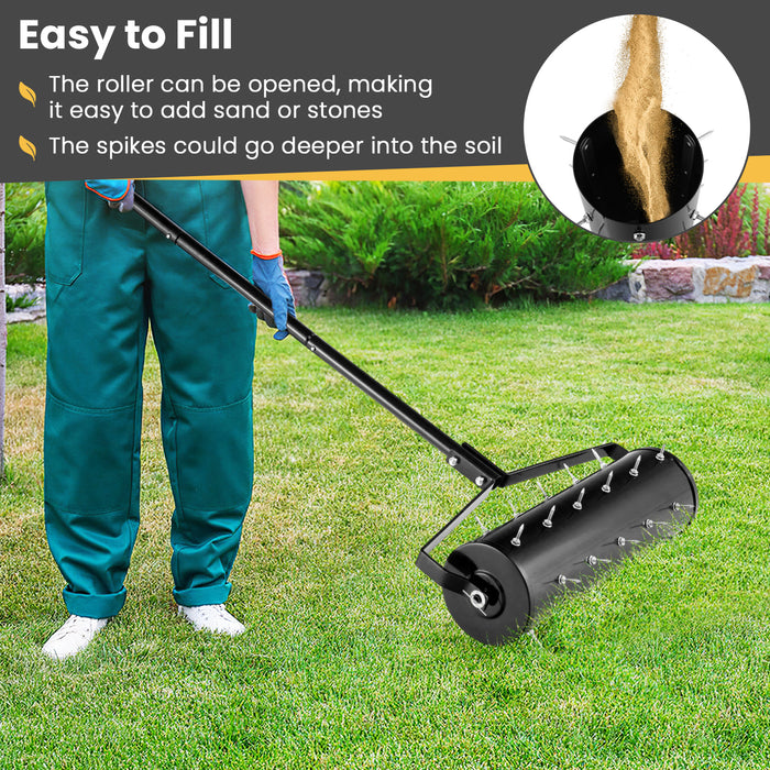 18/21 Inch Manual Lawn Aerator with Detachable Handle-21 inches