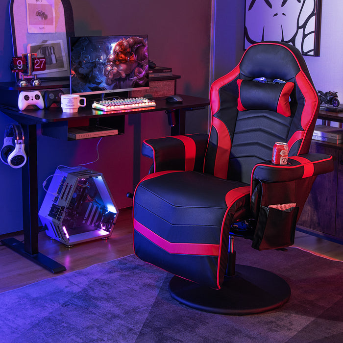 Massage Video Gaming Recliner Chair with Adjustable Height-Red