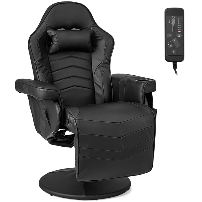 Massage Video Gaming Recliner Chair with Adjustable Height-Black