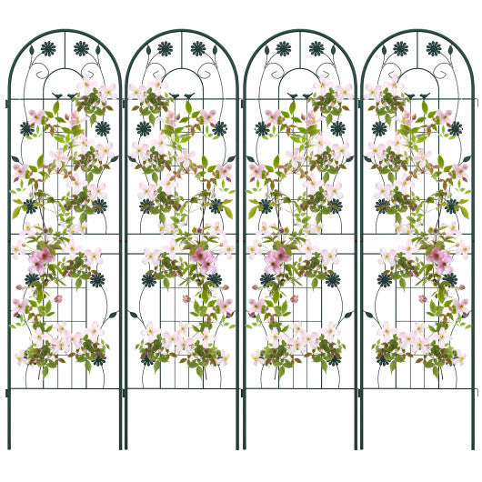 4 Pack 71 x 20 Inches Metal Garden Trellis for Climbing Plants-Green