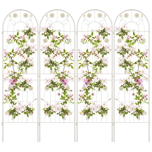 4 Pack 71 x 20 Inches Metal Garden Trellis for Climbing Plants-White