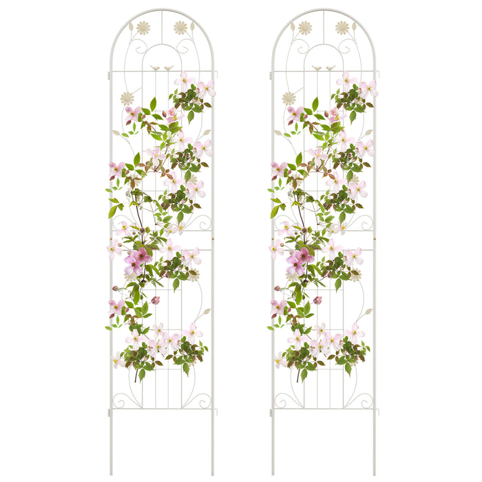 2 Pack 86.5 x 20 Inches Metal Garden Trellis for Climbing Plants-White