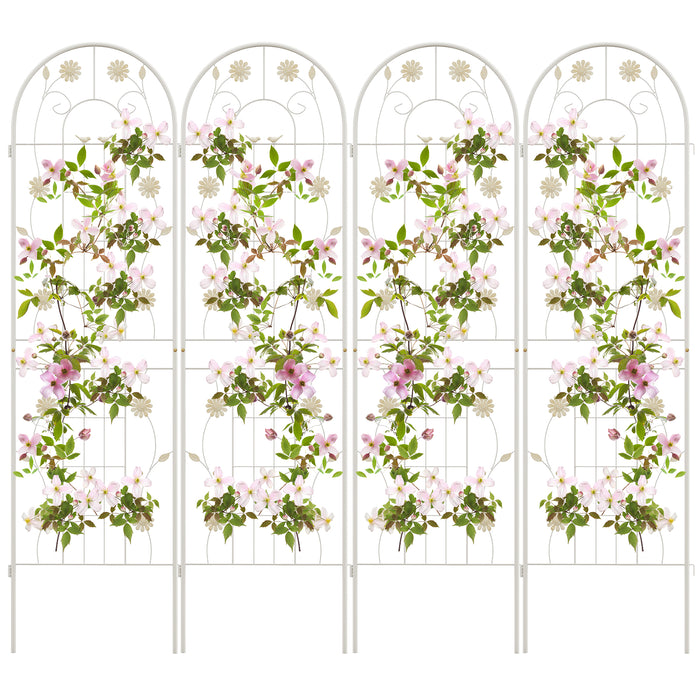 4 Pack 71 x 20 Inches Metal Garden Trellis for Climbing Plants-White