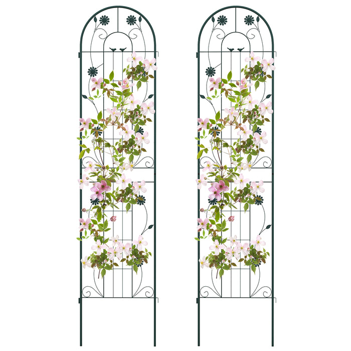 2 Pack 86.5 x 20 Inches Metal Garden Trellis for Climbing Plants-Green