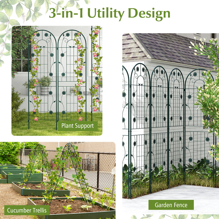 2 Pack 86.5 x 20 Inches Metal Garden Trellis for Climbing Plants-Green