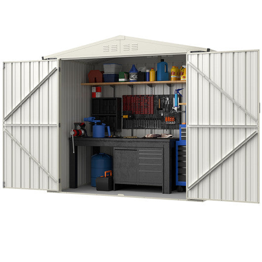 7 x 4 Feet Metal Outdoor Storage Shed with Lockable Door-Gray