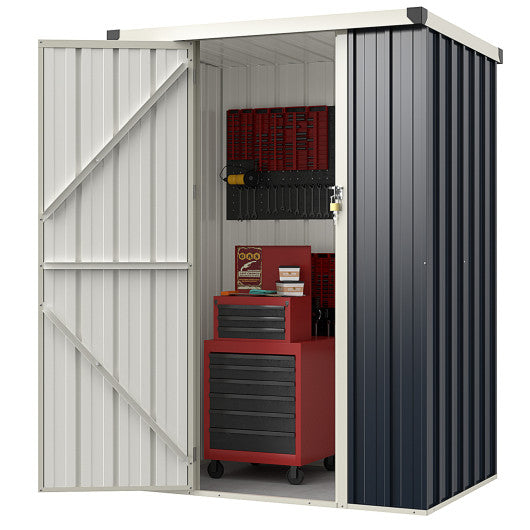 4 x 3 FT Metal Outdoor Storage Shed with Lockable Door-Gray