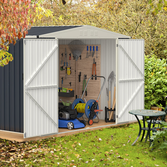 7.5 x 6.3 FT Metal Outdoor Storage Shed with Lockable Door-Gray