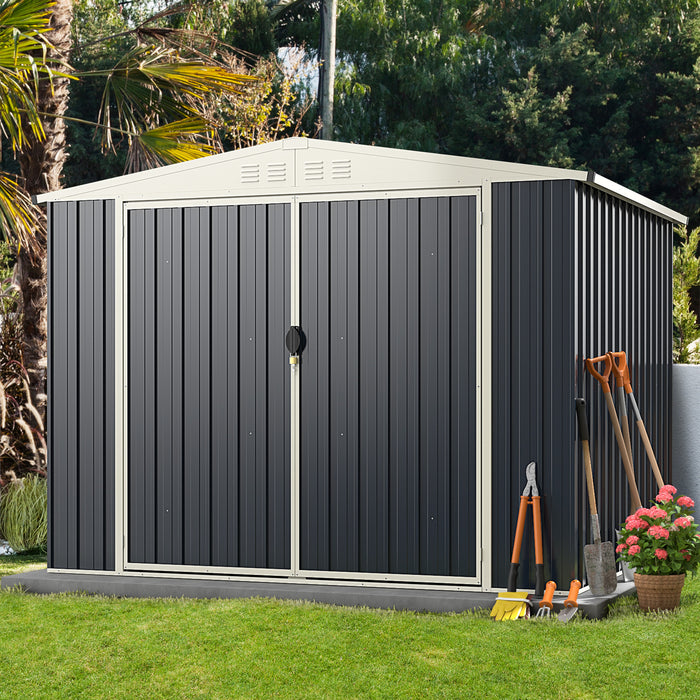 7.5 x 6.3 FT Metal Outdoor Storage Shed with Lockable Door-Gray