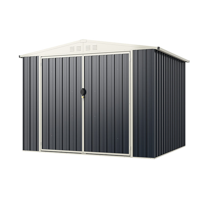 7.5 x 6.3 FT Metal Outdoor Storage Shed with Lockable Door-Gray