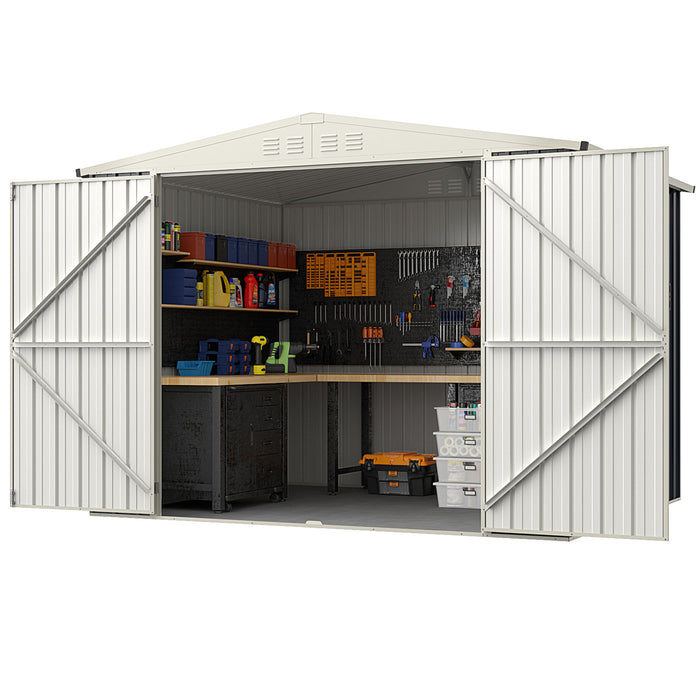 7.5 x 6.3 FT Metal Outdoor Storage Shed with Lockable Door-Gray