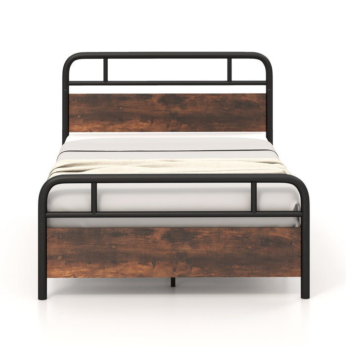 Twin/Full/Queen Size Bed Frame with Industrial Headboard-Full Size