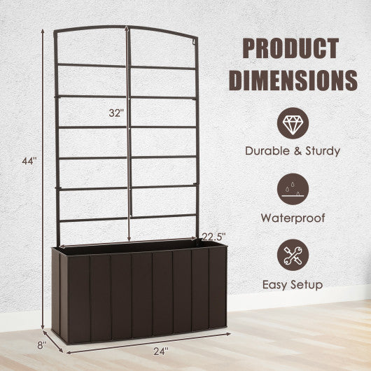 44 Inch Metal Raised Garden Bed with Trellis for Garden