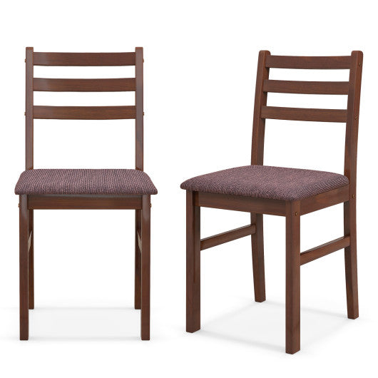 Set of 2 Mid-Century Wooden Dining Chairs-Espresso