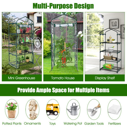 Mini Greenhouse with PVC Cover 4-Tier Portable Warm House