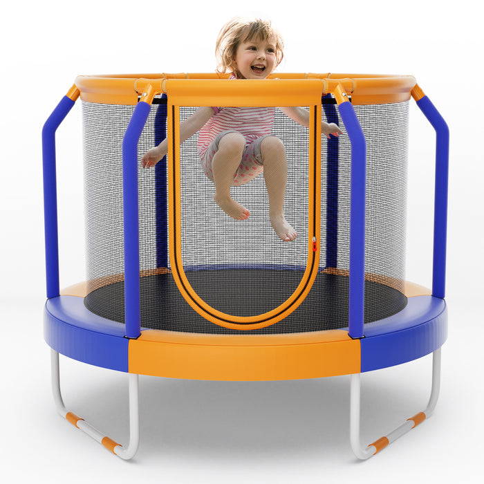 Mini Trampoline with Enclosure and Heavy-duty Metal Frame-Orange