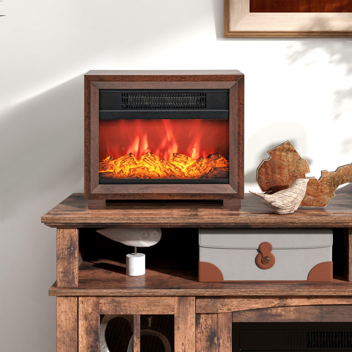 Mini Wooden Space Tabletop Fireplace with Realistic Flame Effect