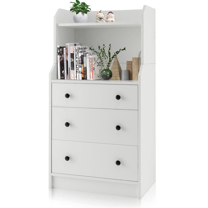 Modern Storage Dresser with Anti-toppling Device-White