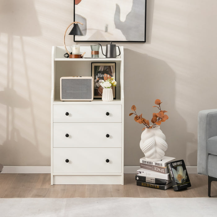 Modern Storage Dresser with Anti-toppling Device-White