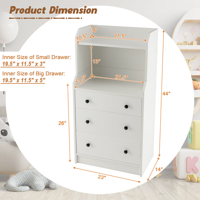 Modern Storage Dresser with Anti-toppling Device-White