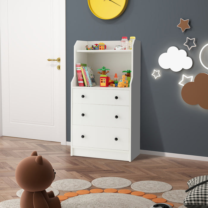 Modern Storage Dresser with Anti-toppling Device-White