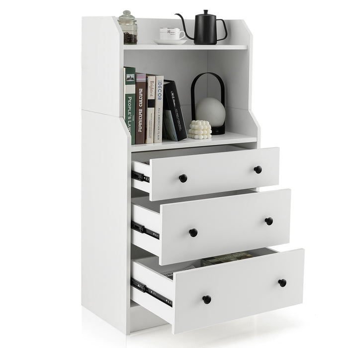 Modern Storage Dresser with Anti-toppling Device-White