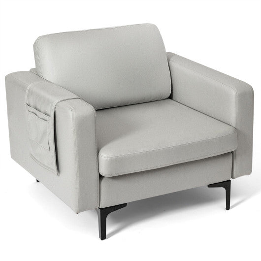 Modern Accent Armchair with Side Storage Pocket-Light Gray