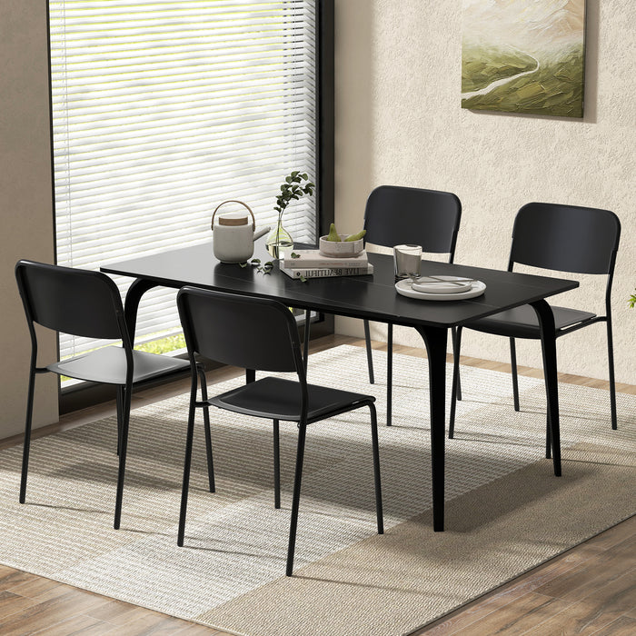 Modern Dining Chairs Set of 4 with Tilted Backrest and Sturdy Metal Legs-Black