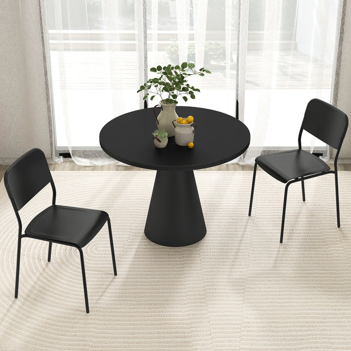 Modern Dining Chairs Set of 4 with Tilted Backrest and Sturdy Metal Legs-Black