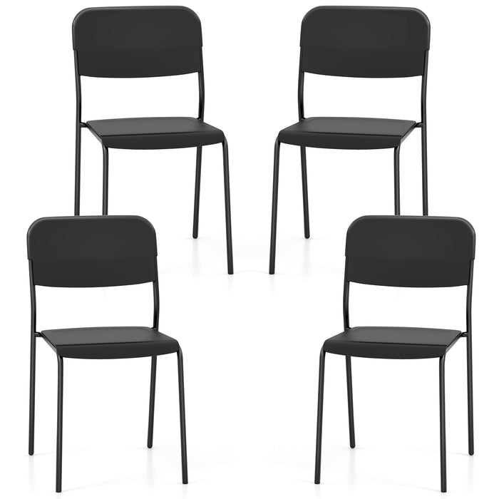 Modern Dining Chairs Set of 4 with Tilted Backrest and Sturdy Metal Legs-Black