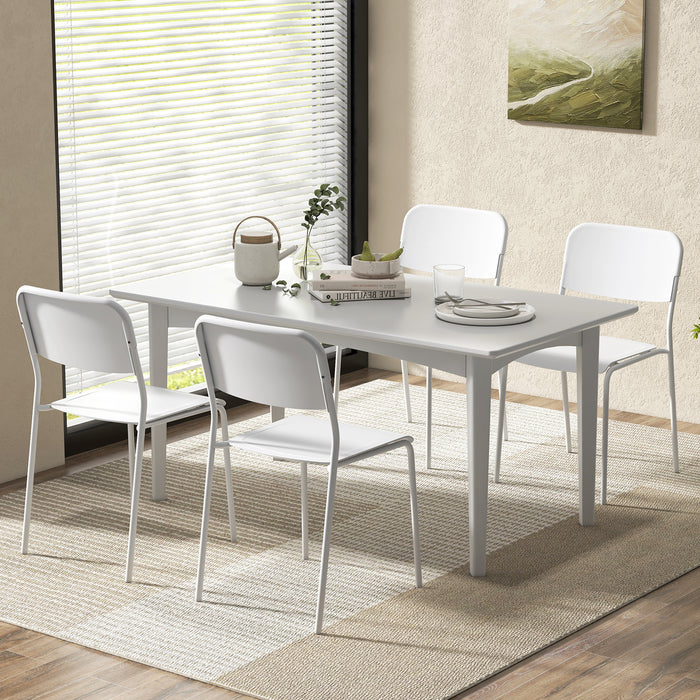 Modern Dining Chairs Set of 4 with Tilted Backrest and Sturdy Metal Legs-White