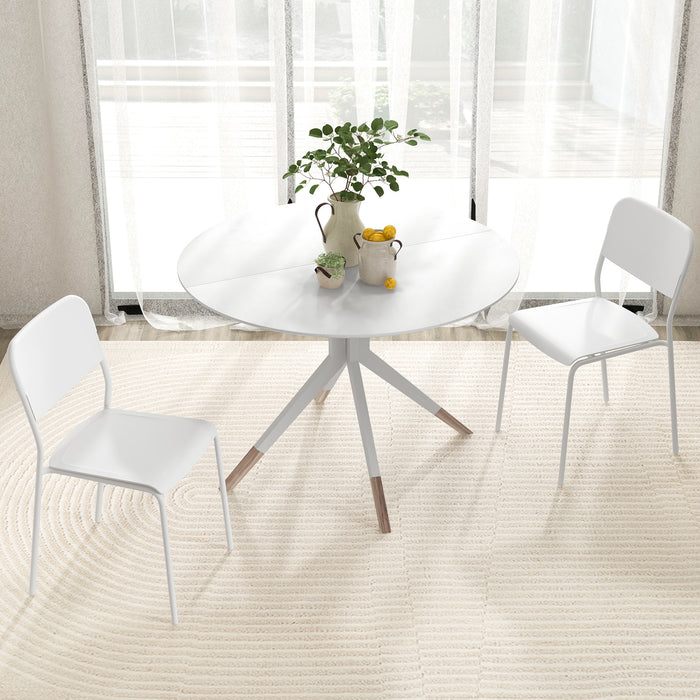 Modern Dining Chairs Set of 4 with Tilted Backrest and Sturdy Metal Legs-White