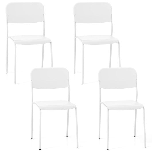 Modern Dining Chairs Set of 4 with Tilted Backrest and Sturdy Metal Legs-White