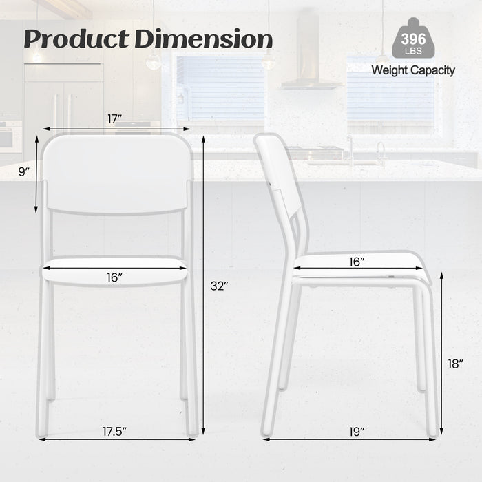 Modern Dining Chairs Set of 4 with Tilted Backrest and Sturdy Metal Legs-White