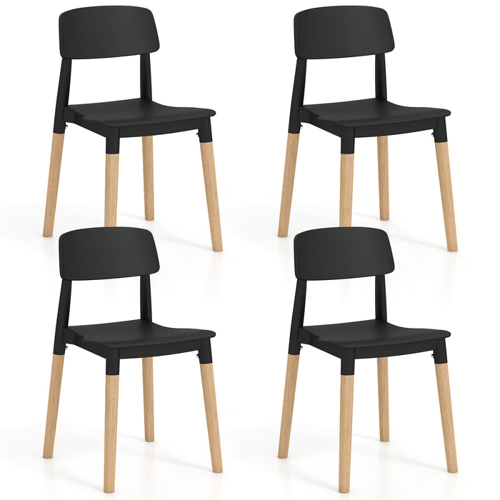 Modern Dining Side Chairs Set of 4 with Ergonomic Backrest for Dining Room-Black