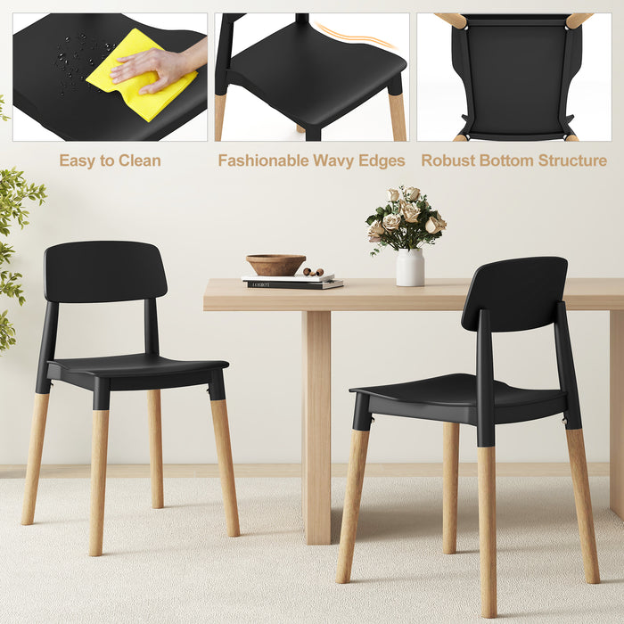 Modern Dining Side Chairs Set of 4 with Ergonomic Backrest for Dining Room-Black