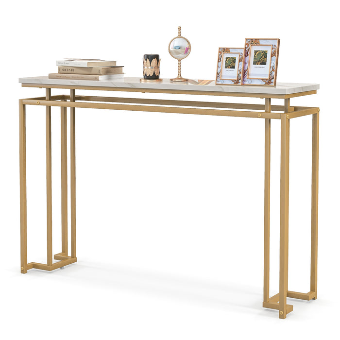 Modern Entryway Table with Gold Heavy-duty Metal Frame and Anti-toppling Kit for Living Room