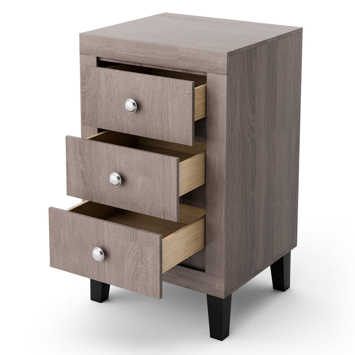 Modern Nightstand with 3 Drawers for Bedroom Living Room-Gray