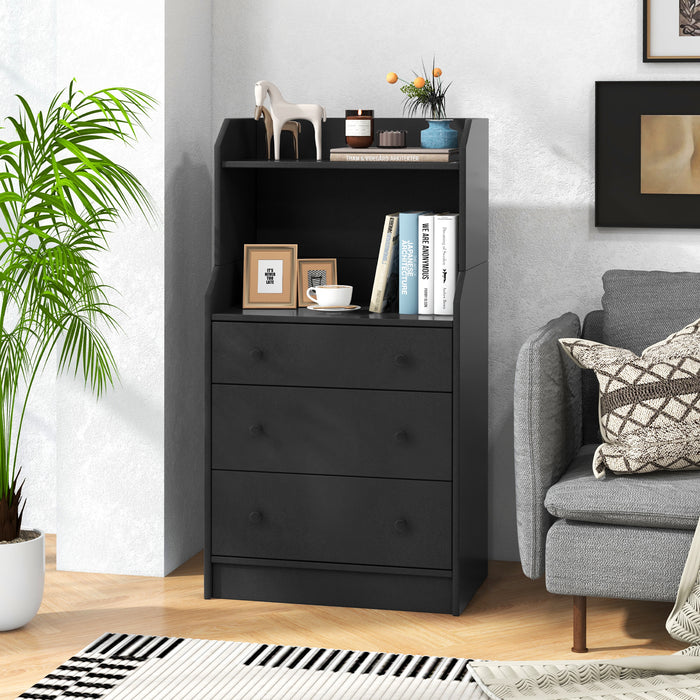 Modern Storage Dresser with Anti-toppling Device-Black