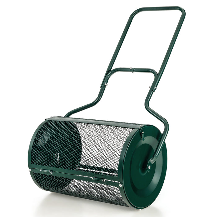 24 Inches Peat Moss Spreader with Upgrade Side Latches and U-shape Handle-Green