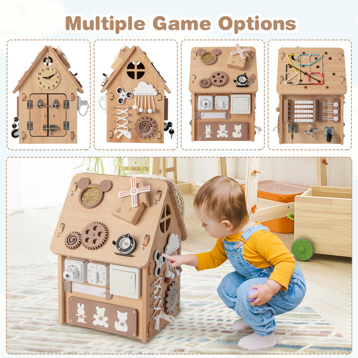 Multi-purpose Busy House with Sensory Games and Interior Storage Space