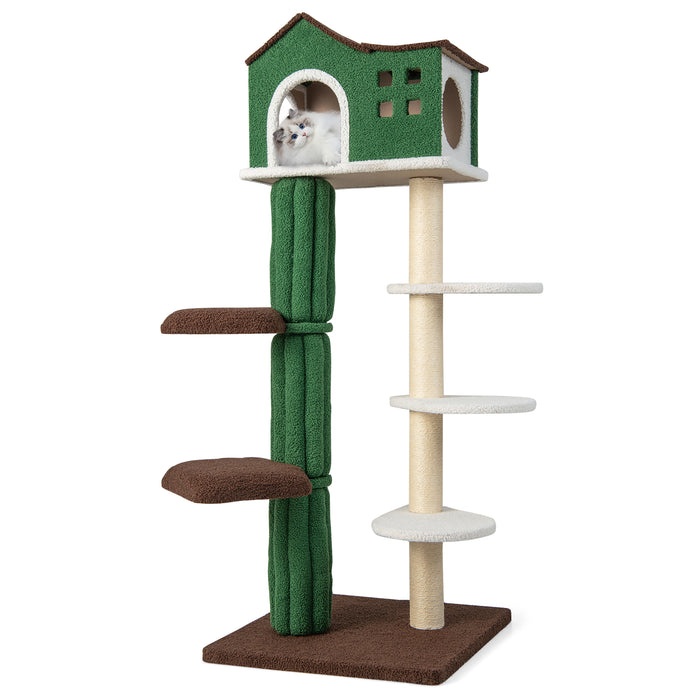 Multi-level Cat Tree with Condo andand Anti-tipping Device-Green