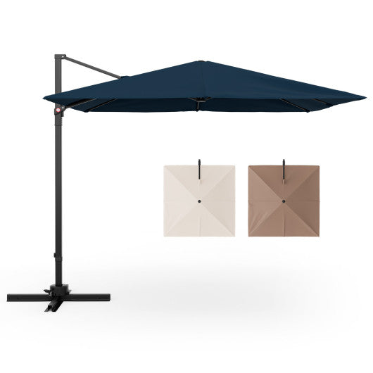 9.5 Feet Square Patio Cantilever Umbrella with 360Â° Rotation-Navy