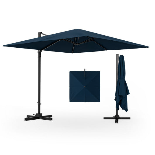 9.5 Feet Square Patio Cantilever Umbrella with 360Â° Rotation-Navy