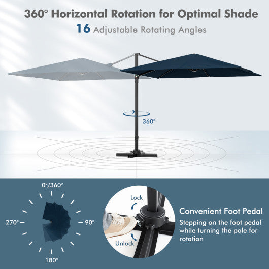 9.5 Feet Square Patio Cantilever Umbrella with 360Â° Rotation-Navy