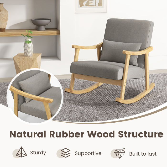 Nursery Rocking Accent Chair with Rubber Wood Armrests-Natural