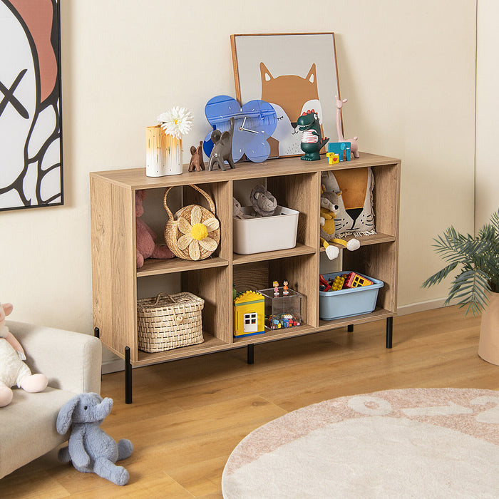 Open-Back Bookshelf with Drawer for Study-Natural